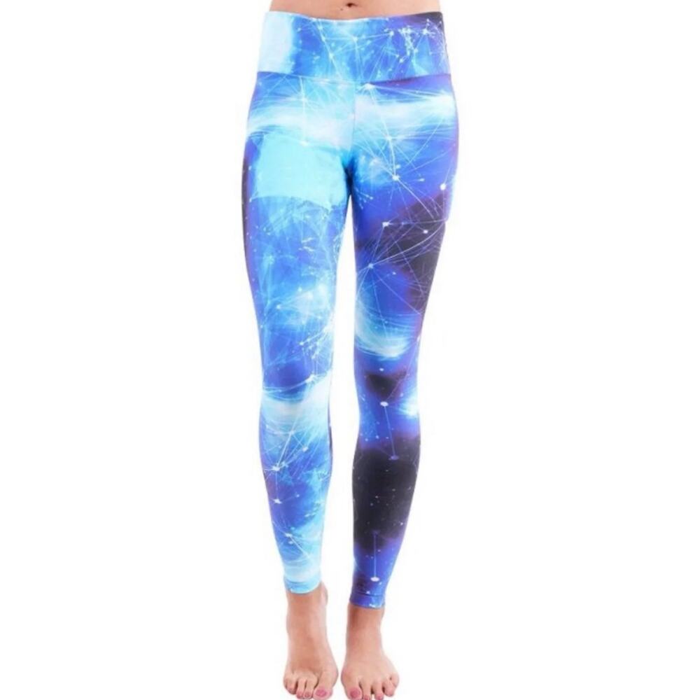 Liquido M Compression Leggings 7/8 Tight Blue White Space Galaxy Workout Brazil